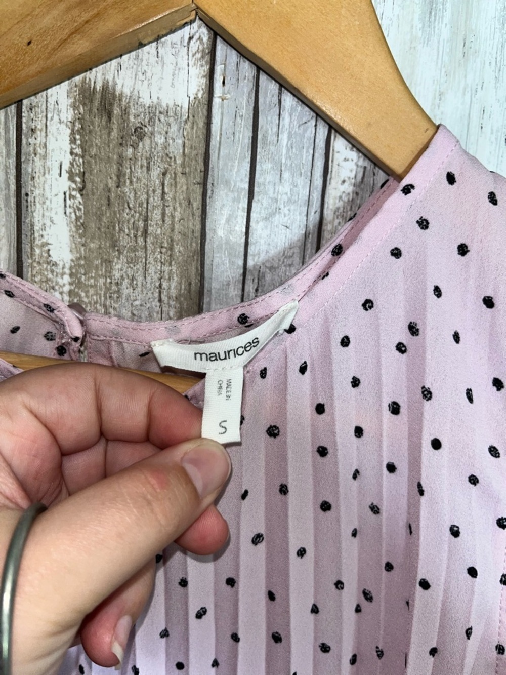 Maurices Polka Dot Pleated Tank Top Small Pink Ruffle Sleeve Feminine Blouse - Picture 3 of 6